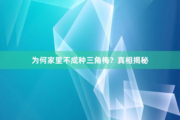 为何家里不成种三角梅？真相揭秘